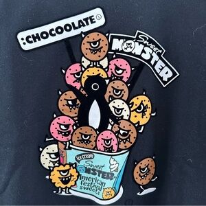 CHOCOOLATE SWEET MONSTER  BLACK FLOCKED SWEATSHIRT YOUTH SIZE MEDIUM